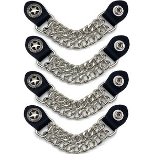 4pcs Vest Knots Motorcycle Vests Extender - Biker Vests Buckle Vest Extension Chain - Hip Hop Vest Alloy Clothing Accessories - Chain Clothing Buttons