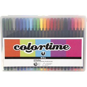 Colortime fineliners, lijndikte 0,6-0,7 mm, diverse kleuren, 24 stuk/ 1 doos