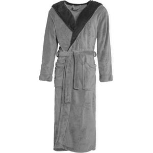 Badjas met capuchon voor dames en heren - Coral Fleece - Sneldrogend, Zacht en Lichtgewicht - Stijlvolle Ochtendjas in Antraciet Zwart
