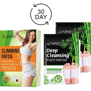 30 Dagen Afslank & Detox Pakket – 30 stuks Afslankpleisters – 60 stuks Detox Voetpleisters – Detoxkuur - Slimming Patch - Afval Pleister - Navel Pleister - Buik Pleister - Slim Patches - Dieet Pleister - Afslanken - Afvallen - Vet Verbrander – Belly