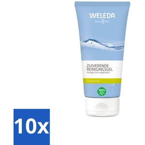 10 x WELEDA - Reinigingsgel Zuiverend - Voor onzuivere huid - 100 ml - Diepe Reiniging - Natuurlijke Ingrediënten - Vegan - Parfumvrij - Wilgenbast