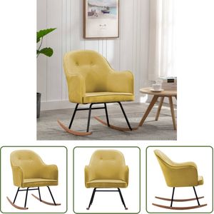 The Living Store Schommelstoel fluweel mosterdgeel - Schommelstoel - Fluweel - Mosterdgeel - Lounge Stoel - Relaxfauteuil