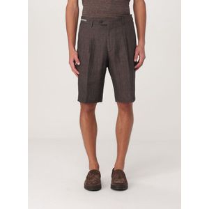 Linen Cotton Pleated Shorts - Brown