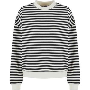 Urban Classics - Oversized Striped Crewneck sweater/trui - S - Zwart/Beige
