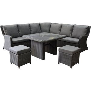 Bilbao premium dining hoek loungeset 6 delig antraciet wicker