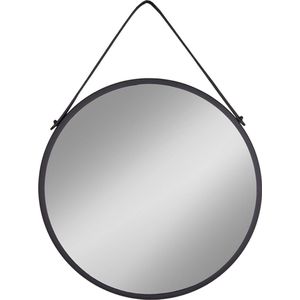 House Nordic - Trapani spiegel met kunstleren band zwart 38cm