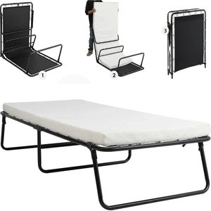 Logeerbed - Bed - Eenpersoonsbed - Opvouwbaar - 190x80cm - met 7cm Traagschuim Matras - Draagbaar - Inklapbaar Gastbed Zonder Wielen - Bedden - Bankstel