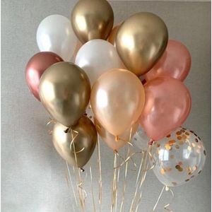 Geboorte Verjaardags Ballonnen Meisje - Dochter | Goud - Paars - Zalm - Perzik Rose en White | 9 stuks | Baby Shower - Kraamfeest - Verjaardag - Geboorte - Fotoshoot - Wedding - Birthday - Party - Feest | DH collection