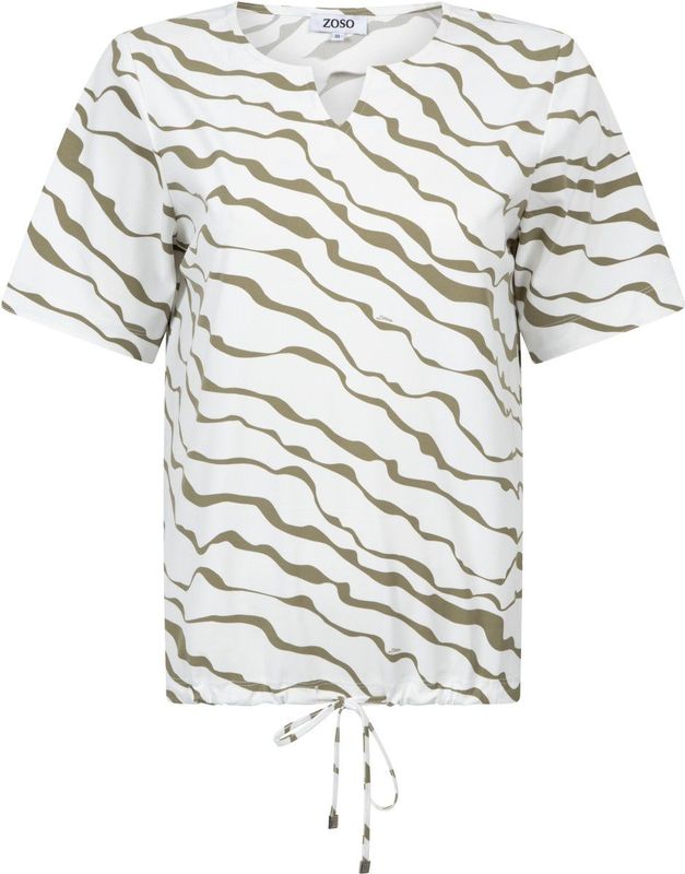 Zoso - Femmy - Imprimétop - Waveprint - V-hals - Korte Mouwen - Regular Fit