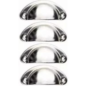 Meubelgreep - Vintage Schelpvormige Ladehandgrepen Zilver 4 stuks - Lade Greep Hand Vat Handvat Zilver/aluminium/rvs/ Zilver