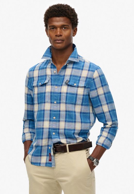 Superdry - Merchant - Linnen Geruit Overhemd - Lange Mouwen