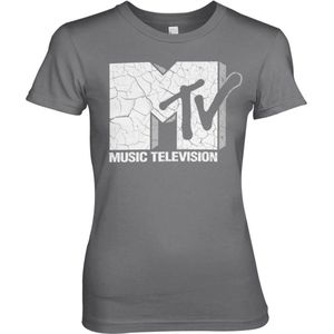 MTV Dames Tshirt -S- Cracked Logo Grijs
