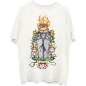 Disney The Nightmare Before Christmas - Orange Flames Pumpkin King Unisex T-shirt - L - Creme