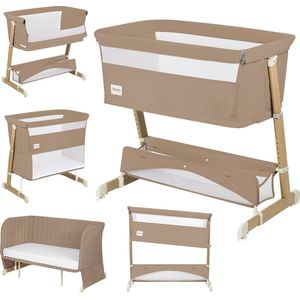 Lionelo Thomi Plus 5in1 Co-Sleeper – Kinderbedje, Wieg, Kinderbox, Peuterbed & Bank – Tot 100 kg – 7 Hoogte-instellingen – 2 Matrassen & Hoezen – Zijwanden van Gaas – Met Mandje & Wielen – Groeit Mee met het Kind