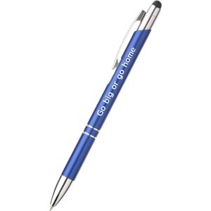 Akyol - go big or go home pen - blauw - gegraveerd - Quotes pennen - collega - pen met tekst - leuke pennen - grappige pennen - werkpennen - stagiaire cadeau - cadeau - bedankje - afscheidscadeau collega - welkomst cadeau - met soft touch