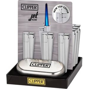 Clipper Large Metal JetFlame aansteker - Silver + Giftbox