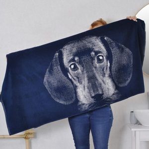 Teckel - hond - ruwharige teckel - handdoek - badhanddoek - teckel handdoek - strandlaken - katoen