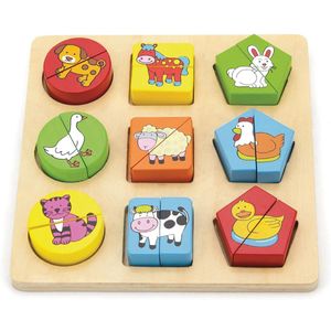 Viga Toys - Boerderijpuzzel met geometrische vormen