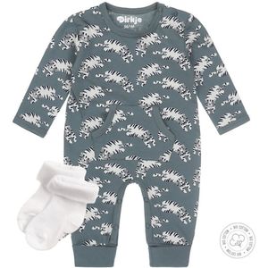 Dirkje Bio Basic SET(3delig) Groene Broek met tijgertjes - Overslag Shirt - 1 paar witte sokjes - Maat 50