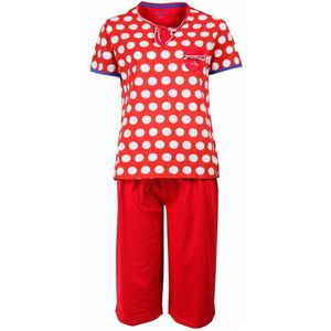 Irresistible Dames Pyjama - 3/4 Broek - Polo Sluiting - Rood - Maat M