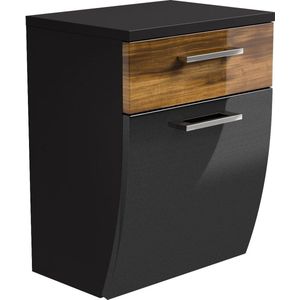 Lage badkamerkast Ilse Antraciet - Walnoot - Breedte 40 cm - Hoogte 53 cm - Diepte 30 cm