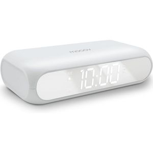 Digitale wekker met spiegel en draadloos laadstation, dubbel alarm en USB-oplader