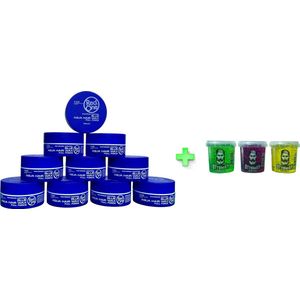 10-pack Voordeelbundel Red One Aqua Hair Wax Blue 150ml + 3 stuks Topkwaliteit Ottoman Ultra Strong Hair Gel 150ml - RedOne - Extra voordelig - Haargel - Haarwax - Sterke Hold - Kapperskwaliteit
