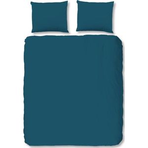 Zachte Katoen/Satijn Lits-jumeaux Dekbedovertrek Uni Petrol | 240x200/220 | Luxe En Comfortabel | Hoogwaardige Kwaliteit