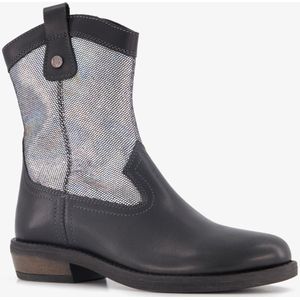 Braqeez leren meisjes cowboy western boots zwart zilver - Maat 32 - Uitneembare zool