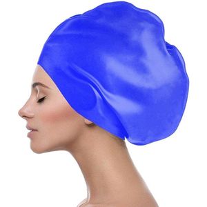Siliconen Badmuts - Extra grote badmuts - Unisex - Badmuts - Badmutsen - Waterdicht en Elastisch - Swimming Cap - Blauw