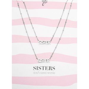 Yehwang - Ketting - Sisters - Sister & Sister- Zusjes - Necklace - Zilverkleurig - Stainless Steel - Nikkelvrij - Verkleurd Niet