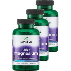 Swanson | Albion Magnesium 133mg | 90 capsules | 3 stuks | 3 x 90 capsules
