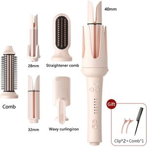 Fytura - Automatische Keramische Krultang 28/32/40 mm – Negatieve Ion Technologie – Digitale Temperatuurinstelling 160–200°C – Voor Golvend Haar – Multifunctioneel, Opvouwbaar en Anti-Verbranding - Roze