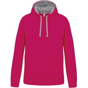 Kariban Hooded sweater met contrasterde capuchon K446 - Fuchsia / Fine Grey - 4XL