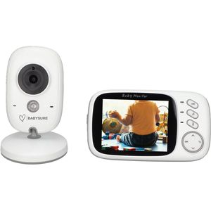 BabySure Babyfoon met Camera – 3.2” Scherm – Automatisch Nachtzicht 5m – Terugspreekfunctie – Energiebesparing – 8 Ingebouwde Slaapliedjes – Zonder WiFi