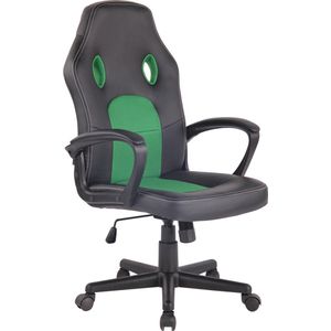 Bureaustoel - Bureaustoelen voor volwassenen - Design - In hoogte verstelbaar - Kunstleer - Groen/zwart - 61x59x116 cm