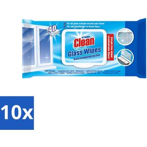 At Home - Clean - Glas Reinigingsdoekjes - Reinigt Streepvrij - 40 Doekjes - Bulkverpakking - 10 stuks
