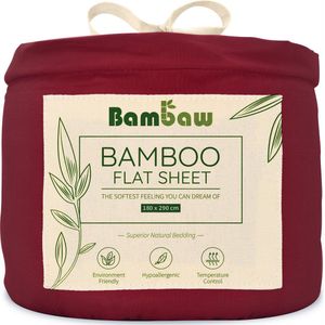 Bambaw Luxe Bamboe Lakens 180x290cm – Ultra ademende stof – Beddengoed – Hypoallergeen Bovenlaken – Beddengoed - Bourgondy