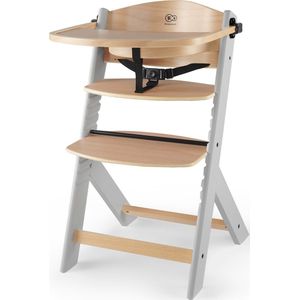 Kinderkraft ENOCK - Houten Kinderstoel 3-in-1 - Hoge babystoel - Hoogte verstelbaar in 5 niveaus - 3-punts gordels, - Tot 10 jaar - Grijs
