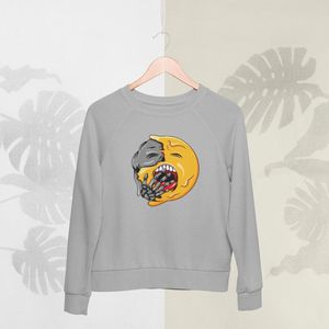 Feel Free - Halloween Sweater - Smiley: Geeuwend gezicht - Maat XL - Kleur Grijs