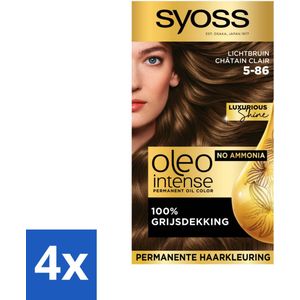 SYOSS - Oleo Intense 5-86 - Haarverf - Permanente Haarkleuring - Lichtbruin - Langdurige Kleur - Voordeelverpakking - 4 stuks