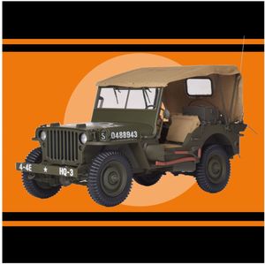 1:8 IXO Collections 008 Willys Jeep met Trailers Metalen Modelbouwpakket