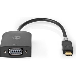 Nedis USB-C Adapter - USB 3.2 Gen 1 - USB-C Male - VGA Female 15p - 1920x1200 - 0.20 m - Rond - Verguld - PVC - Antraciet - Window Box met Euro Lock