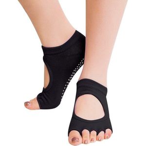 One Pair Open Toe Open Instep Anti-slip Sports Female Yoga Socks  Size: 34 - 39 (EUR)(Black)