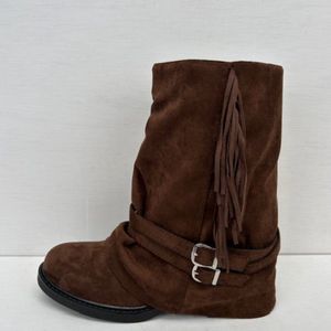 Suèdine laarzen met franjes en gespjes bruin Bruin / 36