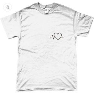 T-shirt - met opdruk - hart - ecg lijn - wit - M