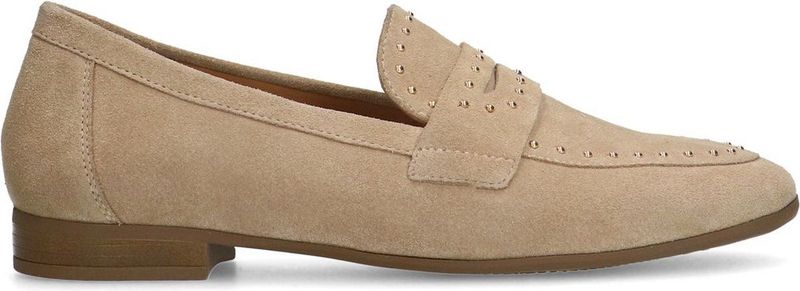 Manfield - Loafers - Beige - Suède - Gouden Studs