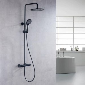 Thermostatische regendouche mengset multifunctionele handdouche en hoofddouche - mat zwart