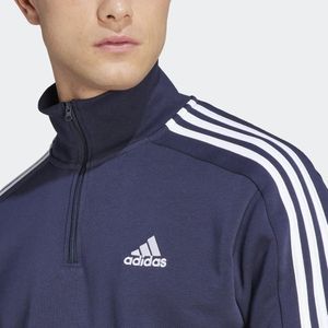adidas Sportswear Essentials Fleece 3-Stripes Sweatshirt met Korte Rits - Heren - Blauw- XL