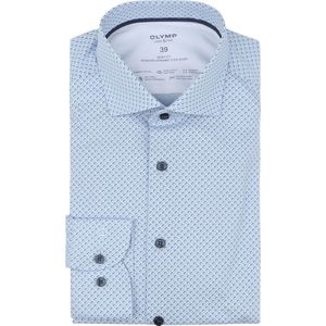 OLYMP - Level 5 Overhemd Stretch Print Blauw - Heren - Maat 38 - Slim-fit